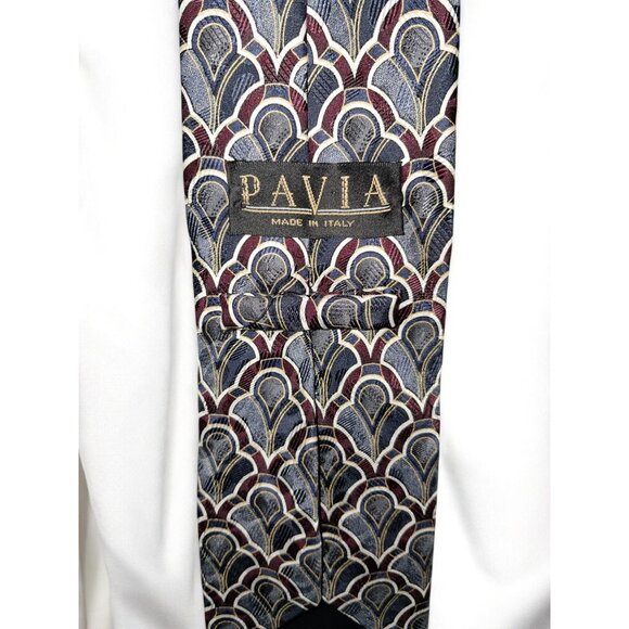 Pavia Handmade in Italy 100% Silk Geometric Pattern Tie—Elegant & Timeless Desig - Picture 5 of 10